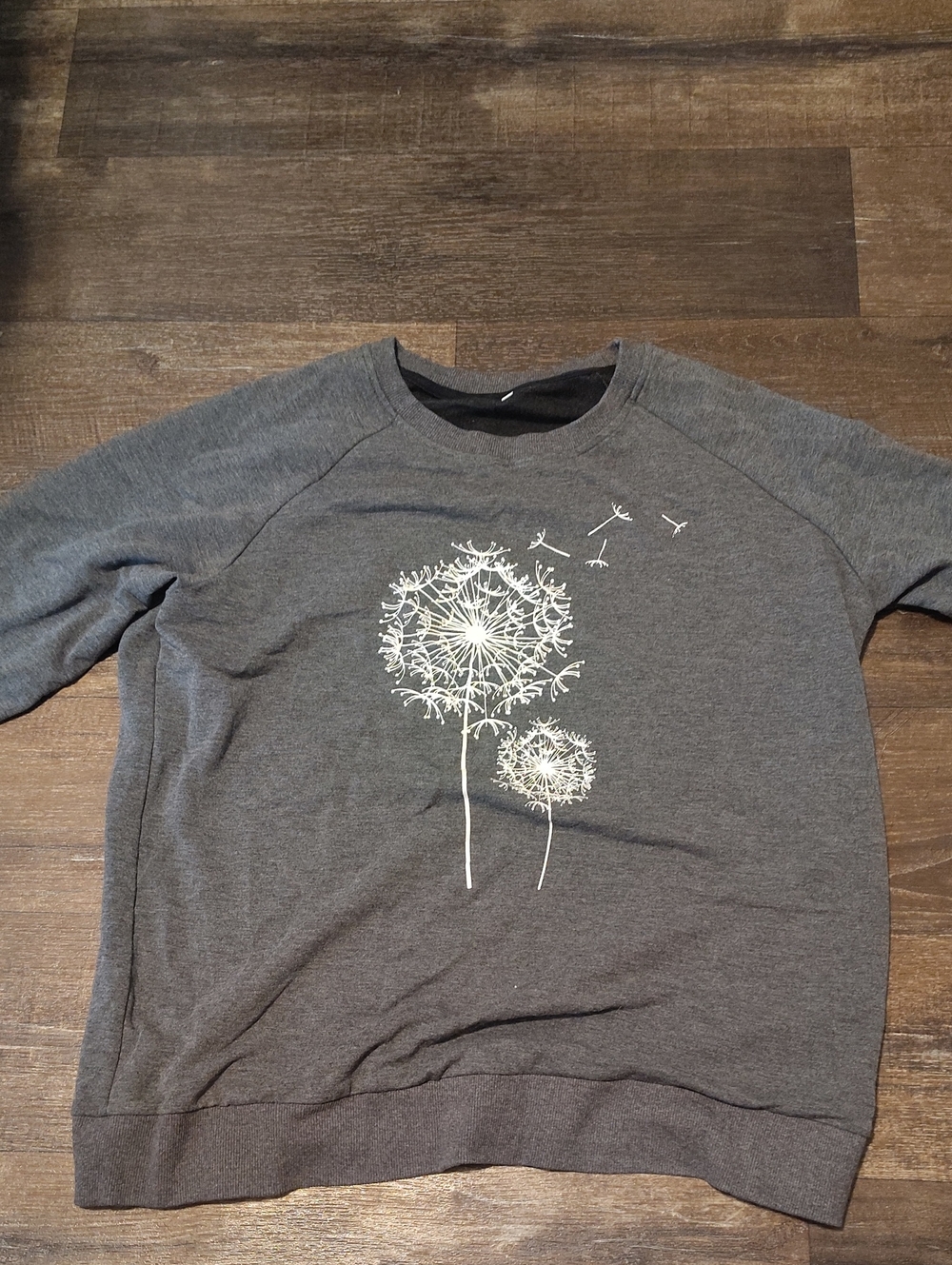 Women's Dark Gray Cowl/Turtleneck Sweater with Dandelion Graphic